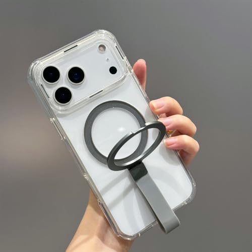 ストラップ付きマグネットホルダー付き電話ケース iPhone 12 13 14 15 16 17 Pro Max 14 15 16 Plus ワイヤレス充電器カバー チタングレー iPhone 14用