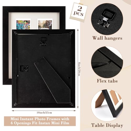 Image of Namalu 2 Pcs 2 x 3 Multi Picture Collage Frame Wall Decor with 4 Openings Black Wood Mini Film Photo Wall Frames for Display Wedding Decoration, 9.8 x 7.9 Inches