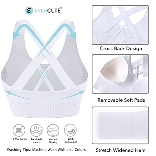 Image of Evercute Sports Bras for Women Padded Medium Support Criss Cross Strappy Bra Seamless High Impact Yoga Exercise Athletic Bras