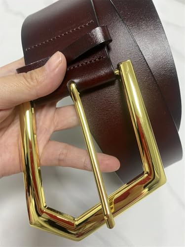 Pohullan Women Gold Buckle Leather Dress Belts Decoration Wide Belt Clothing Accessories3