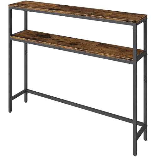 VASAGLE Konsolentisch, schmaler Sofatisch mit 2 Ablagen, 20 x 80 x 80 cm,...