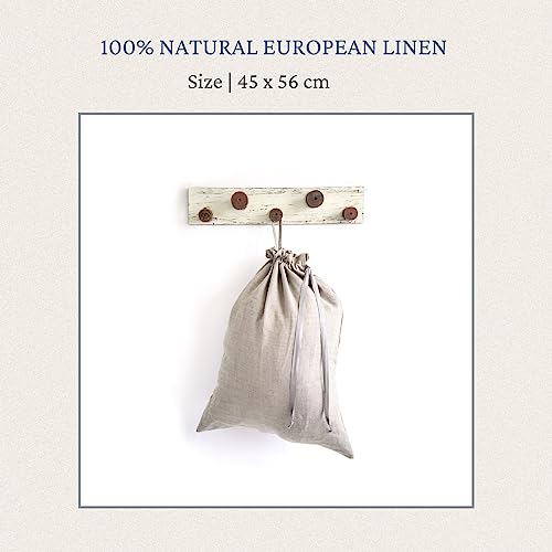 Cozy Linen Natural Linen Laundry Bag - Large Drawstring Closure Storage Bag, Hanging Dorm laundry bag, 45x56cm - Image 3