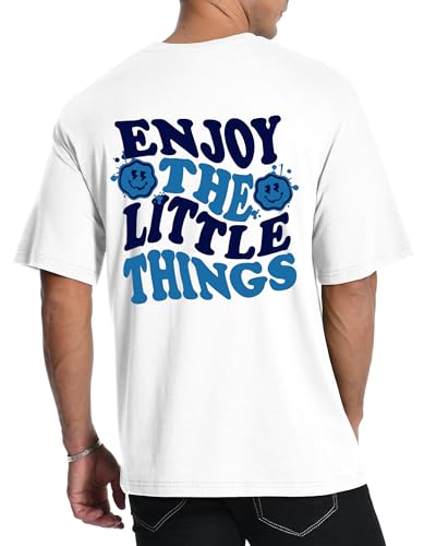 AIYINO Short-Sleeve T-Shirts Funny Enjoy The Little Things All Season Tee Tshirt Lovers Gift for Adults Unisex Couple's T Shirt Clothes White L