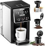 AIRMSEN Grind & Brew Coffee Maker with Built-in Grinder (2026 Model) - Single-Serve, Compatible with K-Cup Pods & Ground, 1000W Fast 6-14oz Brewer, Descaling Alert, Touchscreen & 50oz Removable Tank