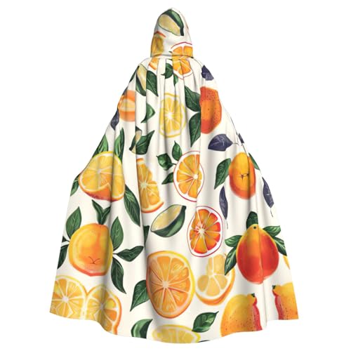 YaWea Unisex Hooded Cloak Citrus Fruit Print Lightweight Wizard Cloak for Halloween Cosplay Costumes