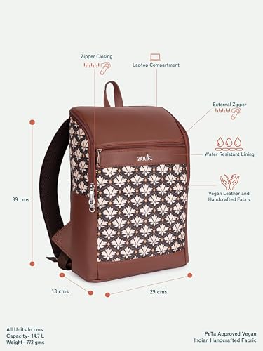 Image of ZOUK Amalia Unisex Vegan Leather Laptop Backpack (Large) | Stylish Office & Travel Backpack for Men & Women | Fits 15-inch Laptop |