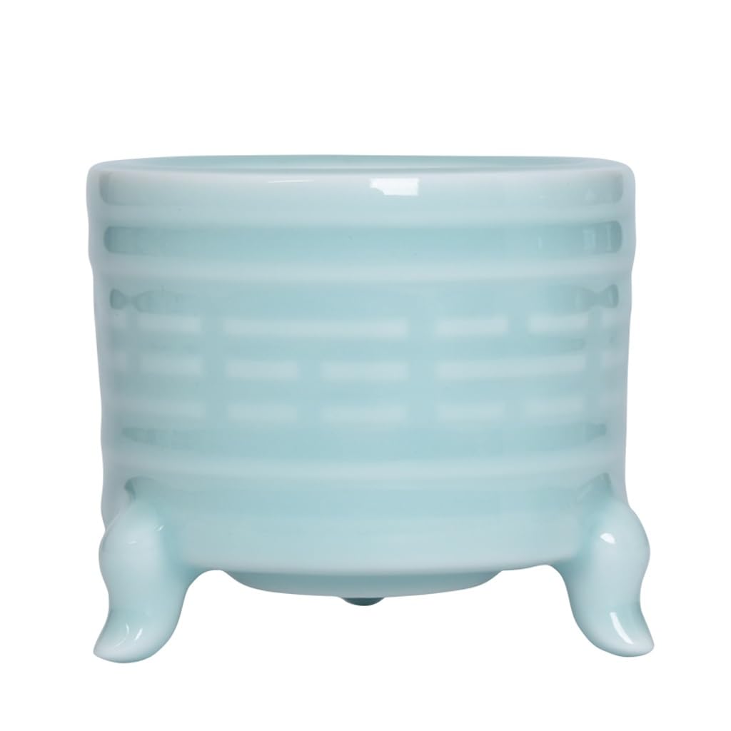 Incense Holder Base Celadon Incense Furnace Sandalwood Insert Round Mouth Tripod Tea Ceremony Ornament