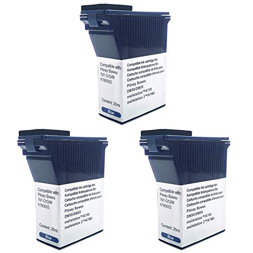 Pitney Bowes DM50 DM55 DM60 K700 Compatible Franking Ink Cartridge Blue - 3 Pack
