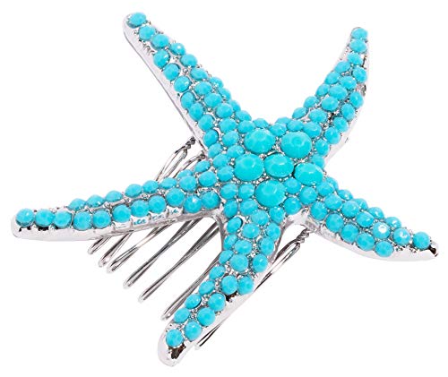 L. Erickson Marina Starfish Comb, Crystal/Blue