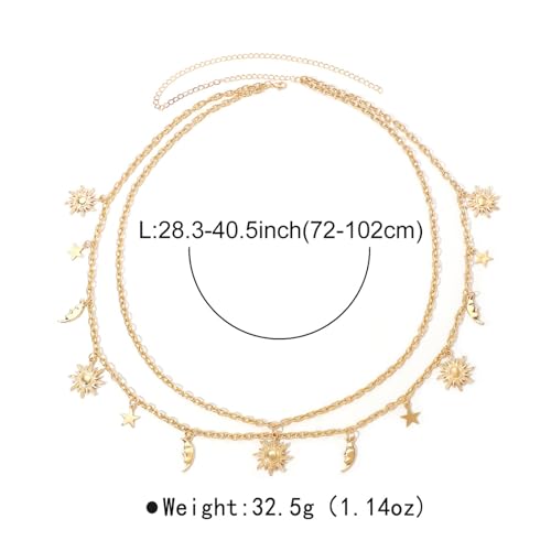 Gold Waist Chain for Women Multilayer Chain Belt Sun Moon Star Layered Belly Body Chain Metal Waist Chain for Dress Jewelry3