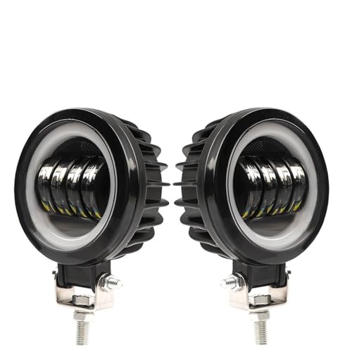 Vdifsvb Moto Faro Delantero Barra De Luces LED De Trabajo Tipo Ojo De Ángel Para Coche, 4x4, Todoterreno, Camión, Barco, ATV, 12 V, 24 V, Haz De Inundación Blanco(A 2 * 40W White)