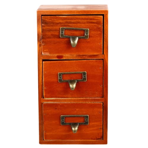 Boîte de rangement bois massif Healeved compartimentée avec tiroir de bureau compact