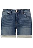 Cremallera, 5 bolsillos Eight2Nine Damen Sweat Short im Jeans-Look Pantalones Cortos de Jean, Denim Azul Medio, M para Mujer