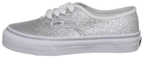 Image of Vans Girl's Fashion Sports Canvas Trainer, Glitter Silver, UK 2 /US 00
