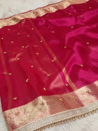 THREADS GALLERY pink tissue silk ghungroo saree – image 3