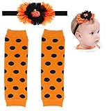 Elesa Miracle Cozy Soft Baby Toddler Leg Warmers and Headband Set (Halloween B)