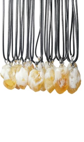 Wholesale 50-Pack Natural Crystal Pendant Citrine Raw Stone Necklace Bulk Jewelry, Yellow Crystal Quartz - Wholesale Items for Boutique (50PCS Citrine)