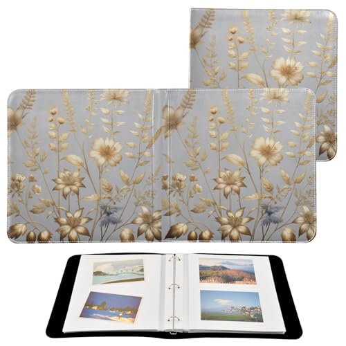 Álbum de Fotos Autoadhesivo DIY Scrapbook Álbum Tono Amarillo Dorado Floral 3 Anillos Carpeta Álbum de Fotos 40 Páginas 8x10 para Recuerdos miniatura 2