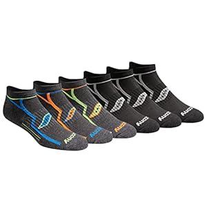 Saucony Men’s Multi-Pack Bolt Performance Comfort Fit No-Show Socks, Grey (6 Pairs), Shoe Size: 8-12