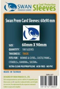 Swan Premium Card Sleeves (60x90mm) - 100 Pack, Thick Sleeves - Bonnie & Clyde, Castle Panic