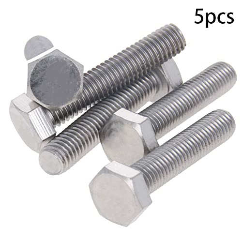 Image of Bettomshin 5Pcs M8 x 40mm Hex Bolts, 304 Stainless Steel 1.25mm Thread Pitch Fully Threaded Metric Hex Head Screw Bolts, Hexagon Screw Bolt, Hex Tap Bolts, Silver (Overall Size 45.45x13x13mm)