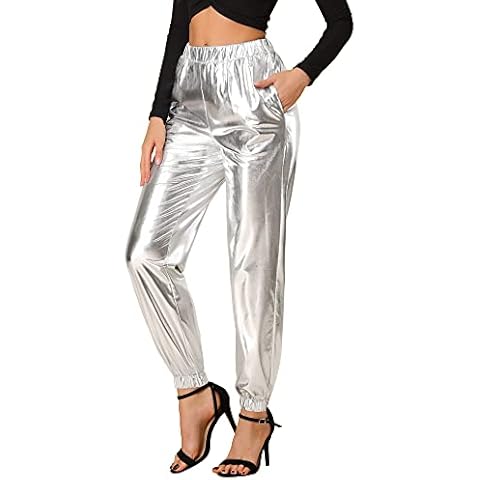 Allegra K Women's Metallic Jogger Trousers Cover