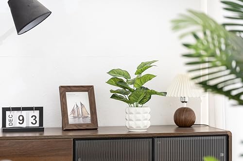 Arktiva Ceramic Planter Pot with Drainage Hole, 4.5 Inch Dia, Indoor and Outdoor, Home Patio Garden, Plants Flower Succulent, 3D Patterned Round (White)