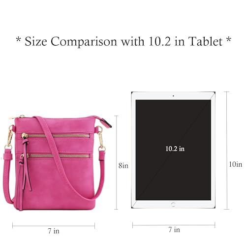 Image of Isabelle Small Lightweight Shoulder Bag for Women, Mini Multi Zipper Pocket Crossbody Handbag with Adjustable strap