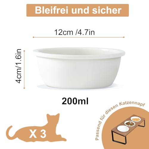 GUUSII HOME 3 Stück Ersatznäpfe Ersatzschalen Keramik für Bambus Foodbar, mikrowellen und spülmaschinenfest(12cm-6.76oz)