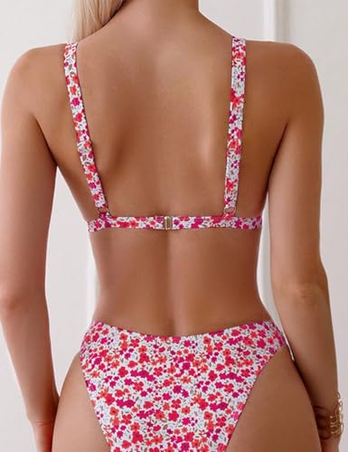 YIMISAN Women's Two Piece Floral Print Swimsuits Triangle Top Sexy Bikini Sets Low Waist Cheeky Bathing Suit2