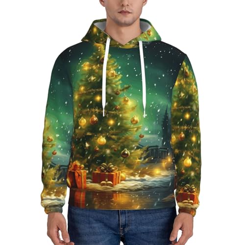 Men's Fleece Pullover Hoodie Long Sleeve Hooded christmas trees Sweatshirt Casual Shirts With Pockets2