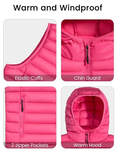 Little Donkey Andy Girls Winter Puffer Vest Packable Lightweight Faux-Down Hooded Sleeveless Jacket 6-14 Years4