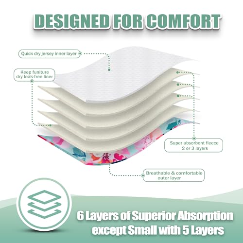 Image of wegreeco Washable Female Dog Diapers Highly Absorbent Reusable Diapers for Dog in Heat Period, 3 Pack (Ink Painting, Small)