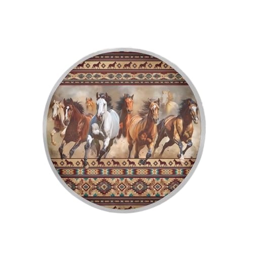 Image of Aztec Horses Steering Wheel Sunshade Cover Foldable Sun Shade for UV Protection Car Interior Accessories for Sun Heat Universal Steering Wheel Cover for Car Truck SUV Van