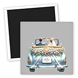 Brautpaar im Cabriolet - Kühlschrankmagnet Hochzeit Just Married - Hochzeitsgeschenke - Personalisierte Magnete - Kreative Deko Hochzeit - Hochzeitsgeschenkideen - Erinnerungsstücke Hochzeit