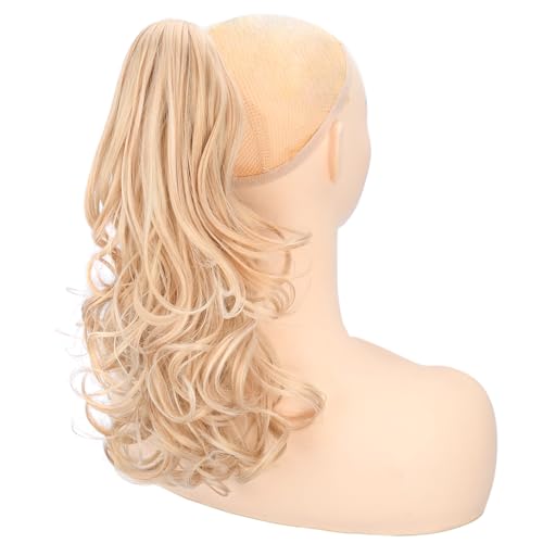 BOBIYA 13 Inches Claw Clip in Loose Curly Synthetic Wrap Around Ponytail Extensions Pony Tail Clip In Extensions (Light Honey Blonde) - Image 3