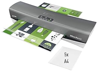 Leitz iLAM Office Pro Plastificatrice A3 ? Riscaldamento ultra-rapido in 1 min, 75-125 mic, anti-inceppamento, spegnimento automatico, include 5 pouch A4 per plastificazione, grigio-bianco, 75180084
