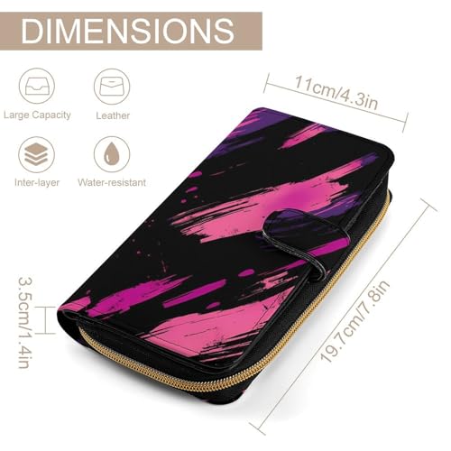 Pink-purple Graffiti Stylish Leather Wallet Womens Mens Slim Purse Secure Card Holder Durable Bifold Clutch Handbag2