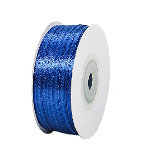 HONGCI Dark Blue Ribbon 3mm for Gift Wrapping,91m Satin Navy Blue Hair Women,Balloon Present Fabric Thick Crafting,Xmas,Florist,Bouquet,Wedding Car,Cake Decorations