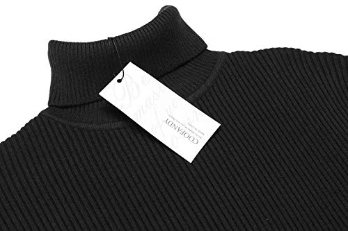 Coofandy Mens Ribbed Slim Fit Knitted Pullover Turtleneck Sweater,Black,Medium #TOP3