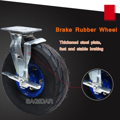 Roue pneumatique fixe et rotative pour chariot de jardin robuste
