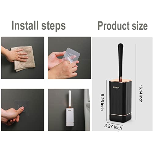 Image of Silicone Toilet Brush, Toilet Brush and Holder, Toilet Cleaning Brush, Wall Mounted Toilet Brush for Bathroom Elegant, Durable (Black)