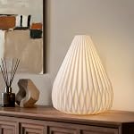 RONDURE 9.1" Lampe de table en céramique moderne, lampe de chevet entièrement dimmable pour chambre à coucher Table de nuit, blanc translucide en céramique, éclairage à cordon décoratif ambien chaud, ampoule incluse