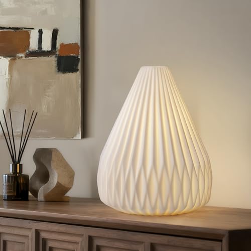 RONDURE 9.1" Modern Ceramic Table Lamp, Fully Dimmable Modern Bedside