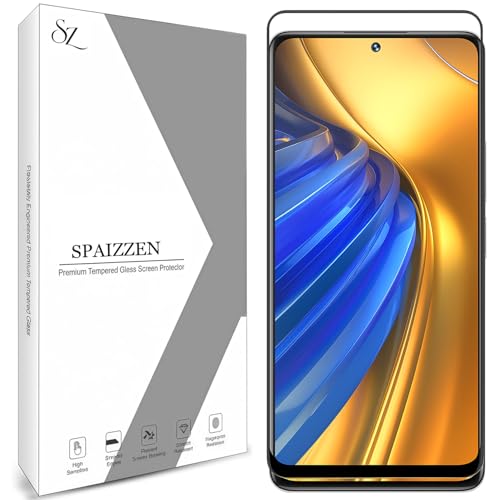 Image of SPAIZZEN Military-Grade Tempered Glass Screen Protector Compatible for Samsung Galaxy A14 5G with Edge to Edge Coverage and Easy Self Installation kit