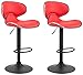 CLP 2er Set Barhocker Las Vegas Mit Kunstlederbezug I Höhenverstellbarer Barstuhl Mit Fußstütze, Farbe:rot, Gestell Farbe:schwarz