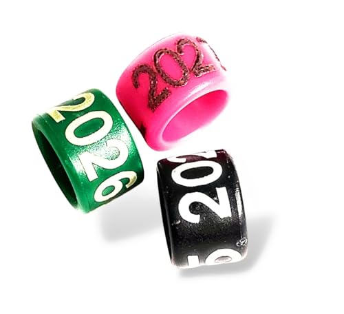 Anillas de Plástico Personalizadas para Aves Negras 2025 Canarios, Agapornis, Jilgueros.. (Packs 10 Unidades)