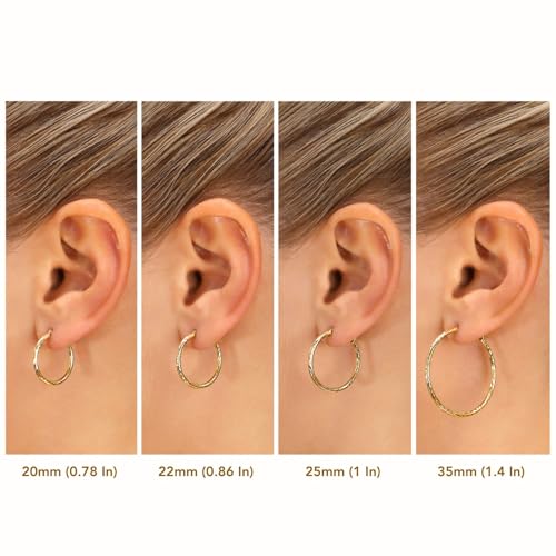 14k Yellow Gold Hand Engraved Full Diamond-cut Round Hoop Earrings4