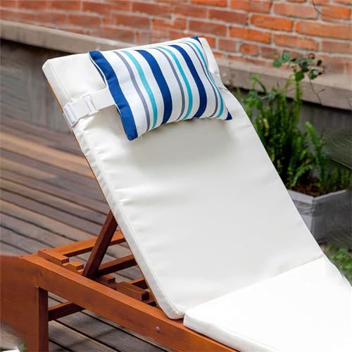 Hearda Paquete de 2 Reposacabezas Silla Exterior para Tumbona, Cojines del Reposacabezas Impermeable para Silla de Solar con Elásticas Ajustables para Jardín Playa (28 * 40cm,Rayas Azules)