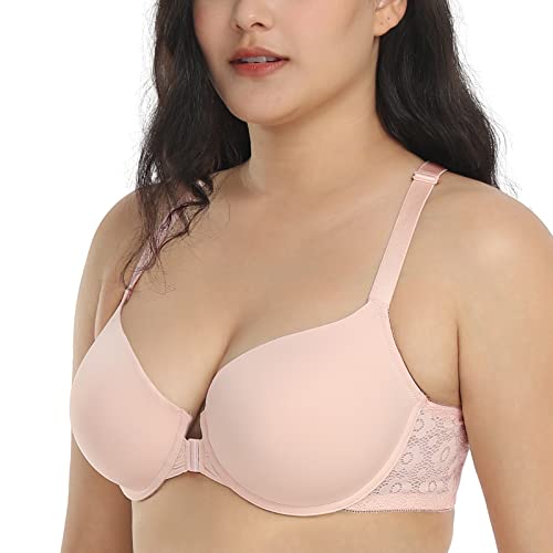 HSIA Women's Push Up Racerback Front Closure Bras Full Coverage T-Shirt Bra Lace Underwire Molded Bras - Image 2